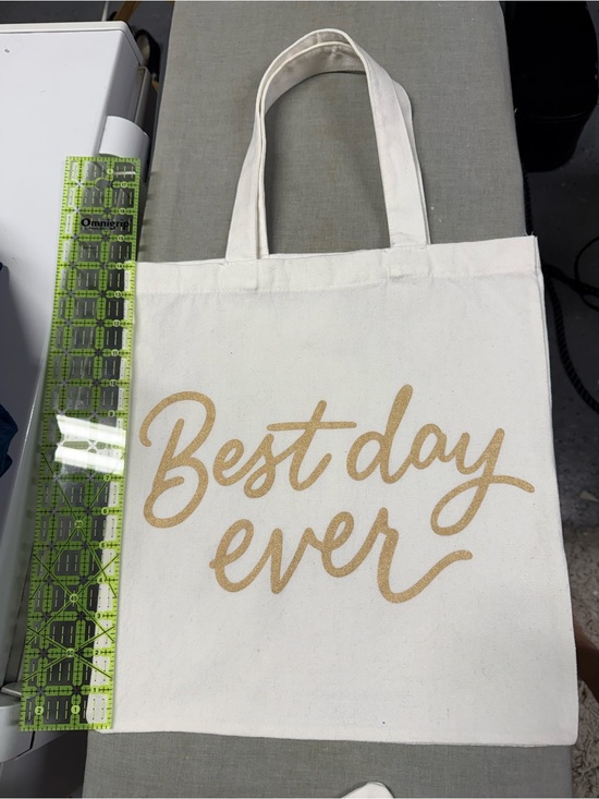 Handbags - Canvas Bridal Tote Bag "Best day ever" Gold Print - Getting Ready / Day of Bag